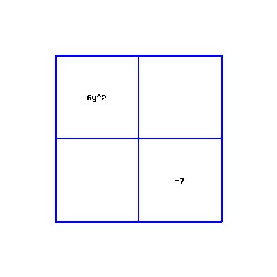 The graph has four generic rectangles. The top left rectangle has 6y^2 in it, and the bottom right rectangle has -7 in it.